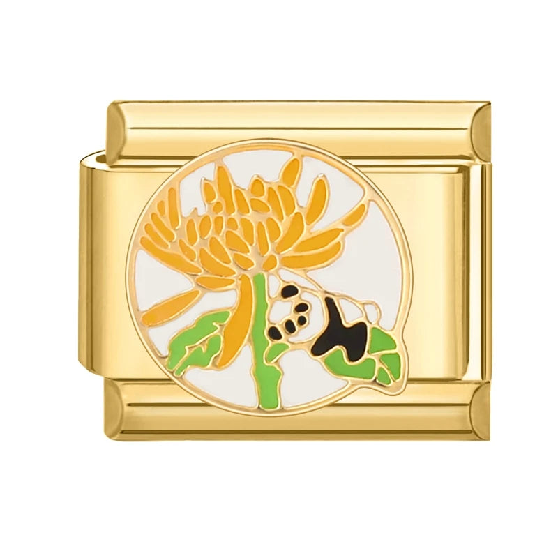 Golden Charm Italian Links for DIY Stainless Steel Bracelet Making