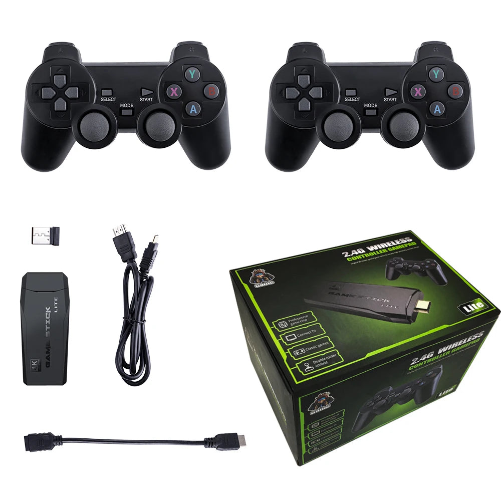 BOYHOM Retro Portable 2.4G Wireless 4K Game Console Stick 20,000 Games 64GB Storage Dendy Compatible With GBA FC PS1 MD