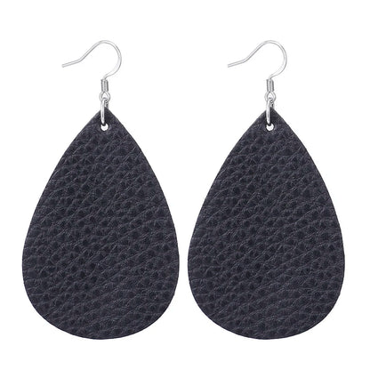 Elegant Faux Leather Teardrop Earrings for Women Lightweight Dangle Fashion Jewelry
