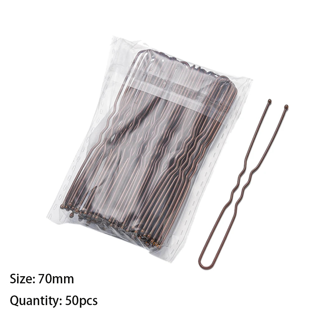 Elegant Bridal U-Shape Hair Pins Set - 50pcs Decorative Clips for Women and Girls