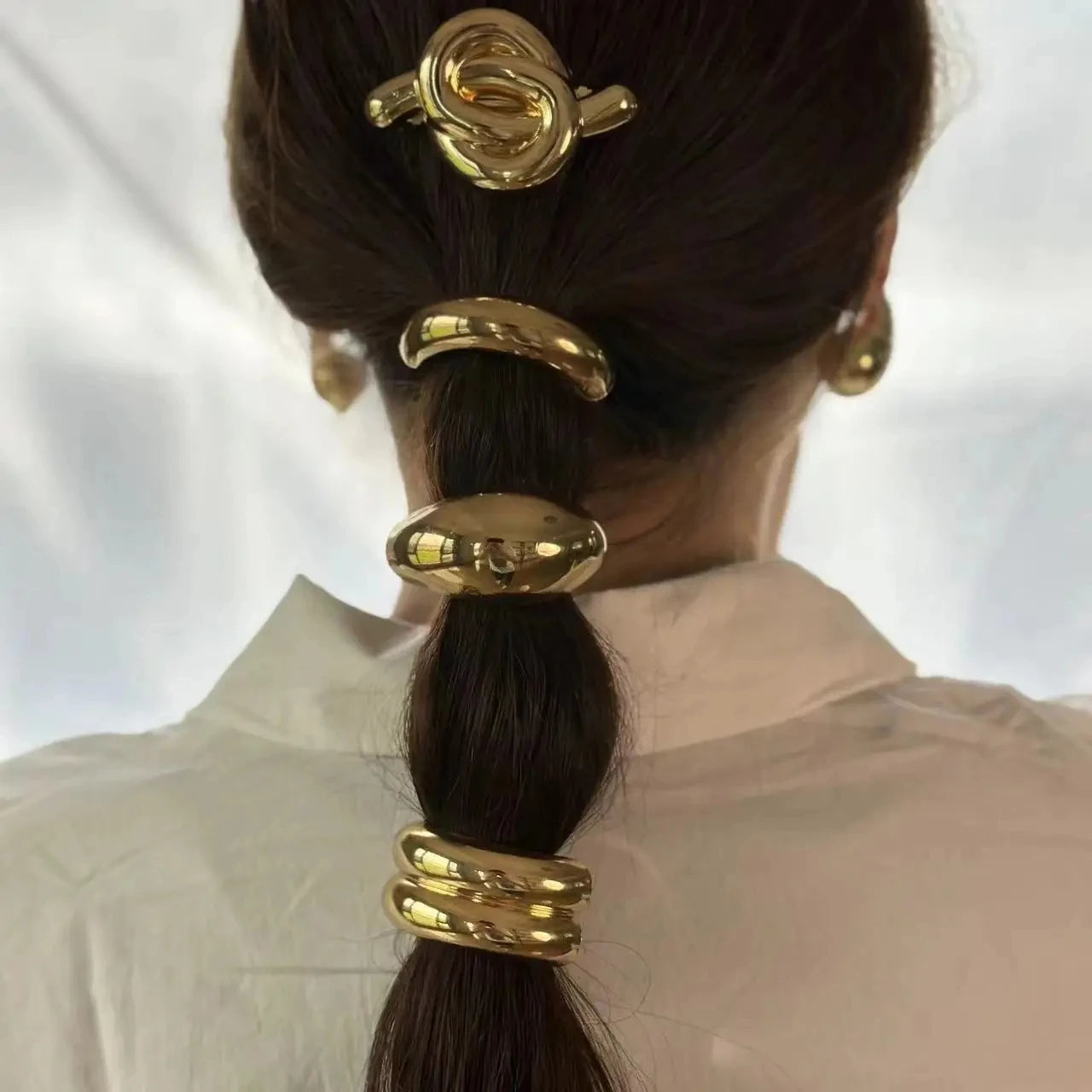 Trendy Geometric Double-Layer Metal Hair Bands for Women