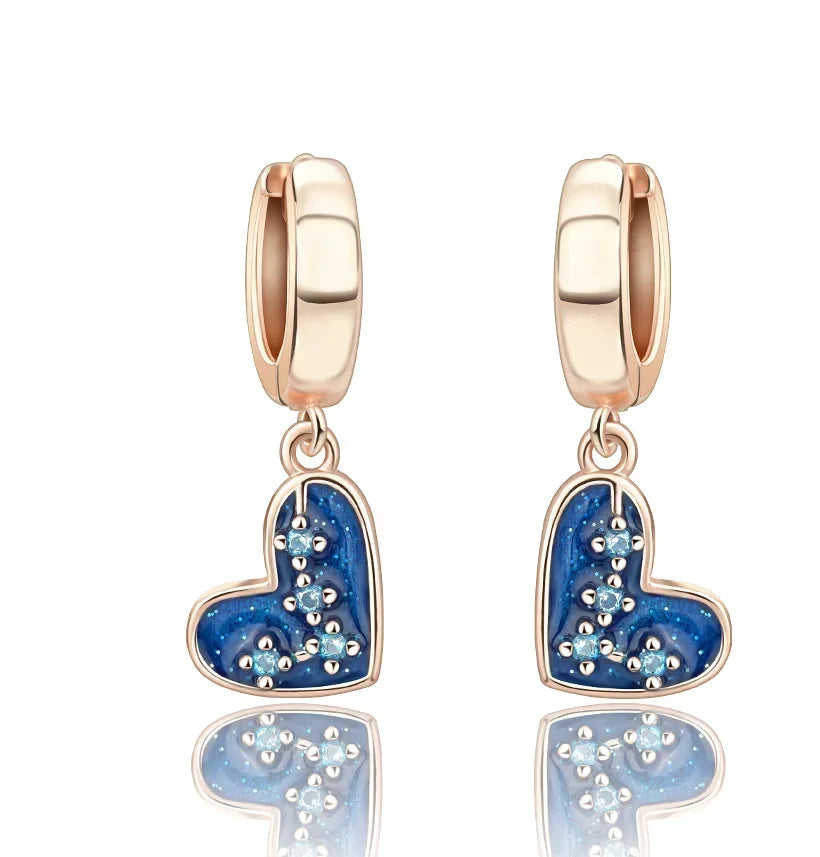 925 Sterling Silver Luxury Heart Sun Moon Stud Earrings Bow Butterfly Crab Clip Set for Women Party Jewelry Gifts