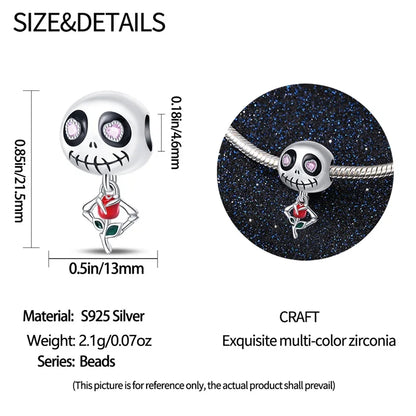 Sterling Silver Halloween Skull Bat Pumpkin Charm Pendant for DIY Jewelry SMC6759