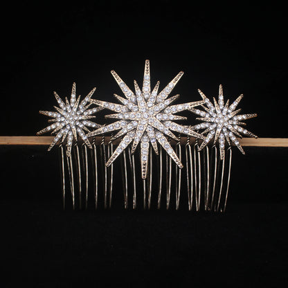 Bridal Bliss Crystal Star Hair Combs - Elegant Rhinestone Clips for Brides & Bridesmaids
