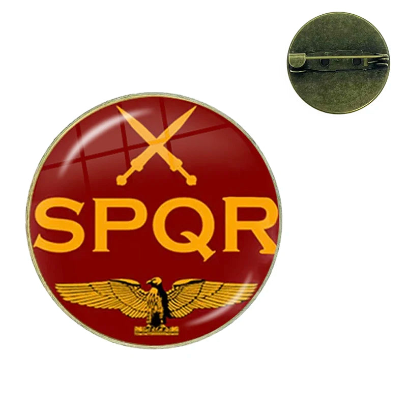 Vintage Roman Empire Legion Glass Cabochon Brooch Pins for Men and Women