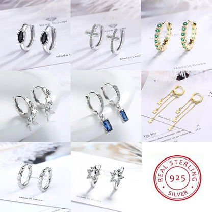 Elegant 925 Sterling Silver Zircon Stud Earrings for Women's Wedding and Engagement