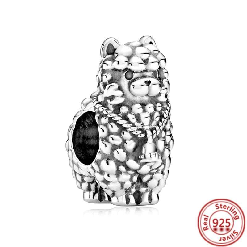 925 Sterling Silver Animal Charms Bracelet Beads with Zircon - Unicorn, Squirrel, Elephant Y134