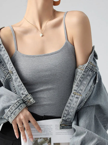 Womens Summer Slim Stretch Spaghetti Strap Tank Top