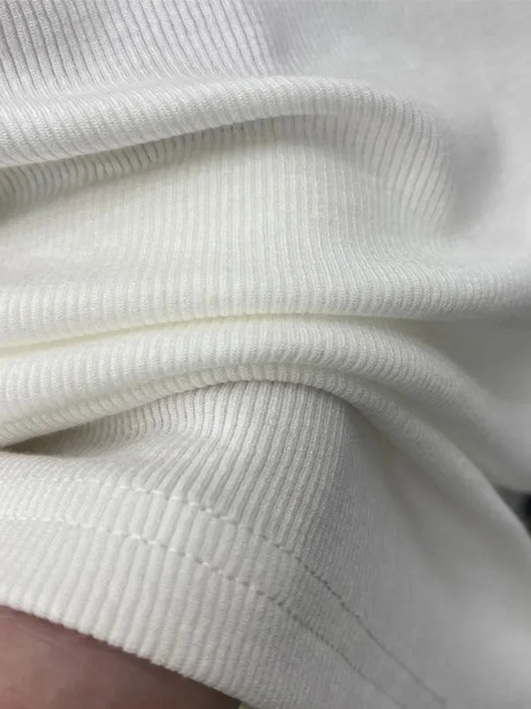 Slim Turtleneck Knit Top For Women Short Sleeves Elastic