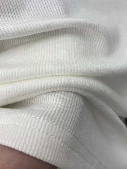 Slim Turtleneck Knit Top For Women Short Sleeves Elastic