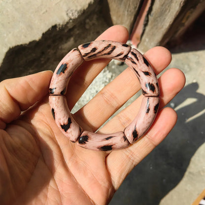 Vintage Leopard Print Acrylic Bamboo Stretch Bracelet for Women Fashion Jewelry 2025