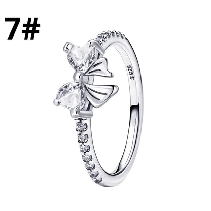 925 Sterling Silver Colorful Zircon Bow Tie Jewelry Set for Women Elegant DIY Fine Gift