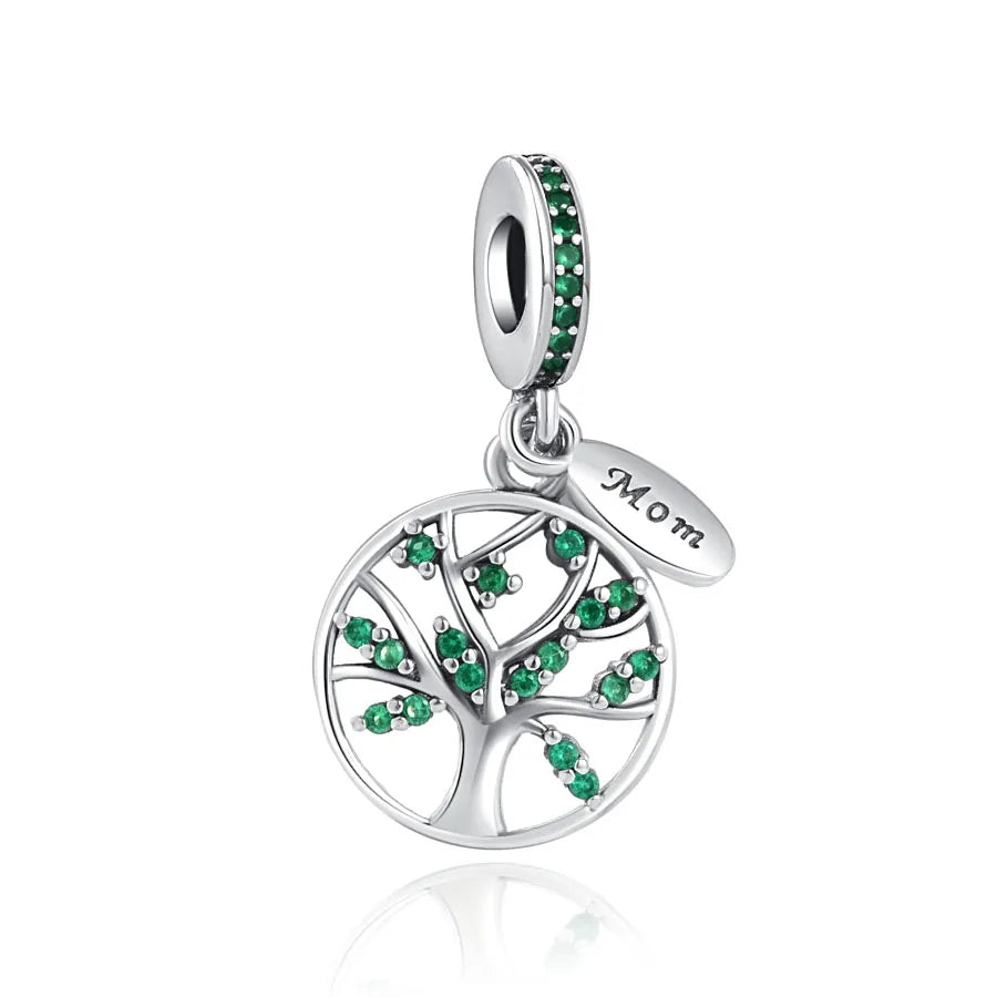 Yinyang Flower Clover Pendant 925 Silver Amulet for Bracelets DIY Jewelry Gift B1247