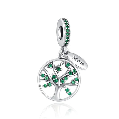 Yinyang Flower Clover Pendant 925 Silver Amulet for Bracelets DIY Jewelry Gift B1247