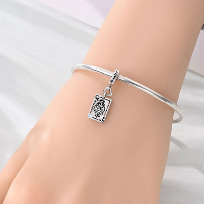 Original 925 Sterling Silver Playing Card Charms Pendant Poker Joker Hearts Spades Crown Bead Jewelry for Bracelets and Necklaces