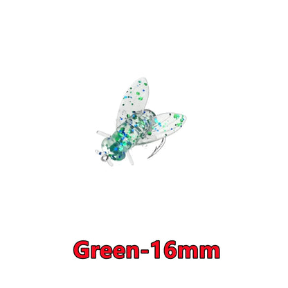 New 50-10PCS Mini Bionic Fly Fishing Bait For Salmon Trout Green-16mm