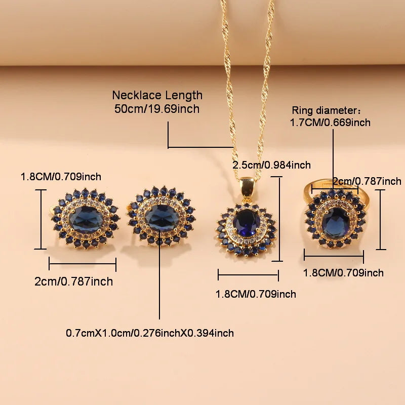 Exquisite 18K Gold Plated Women's Wedding Jewelry Set With Cubic Zirconia