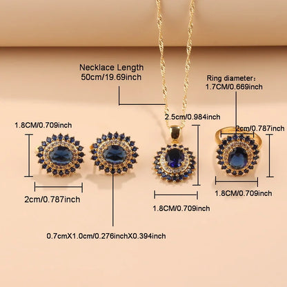 Exquisite 18K Gold Plated Women's Wedding Jewelry Set With Cubic Zirconia