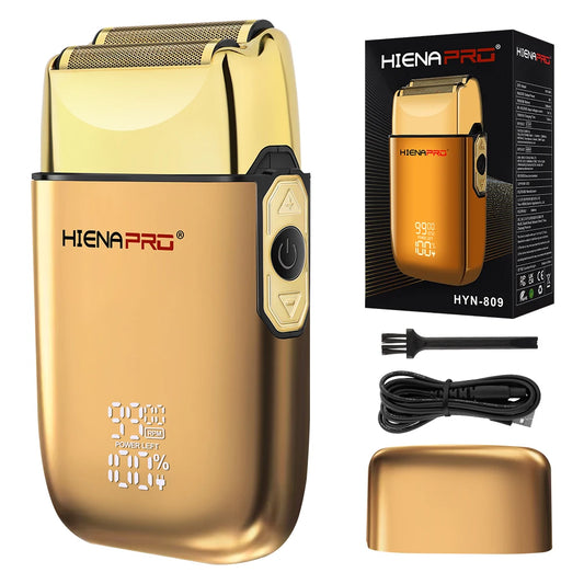 HIENA Pro Electric Shaver for Men Rechargeable Stainless Steel Hair Clipper with Floating Head Wet and Dry Use