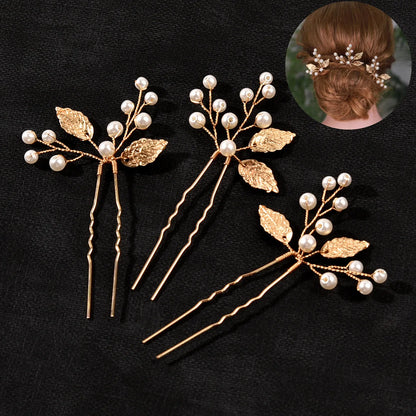 Elegant Pearl Flower Wedding Hairpin Comb Set for Brides