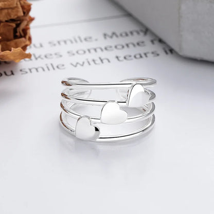 Elegant 925 Sterling Silver Heart Stackable Engagement Rings for Women