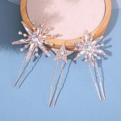 Wedding Crown Hair Jewelry - Double Layer Crystal Star Headpiece with Rhinestones Style 27