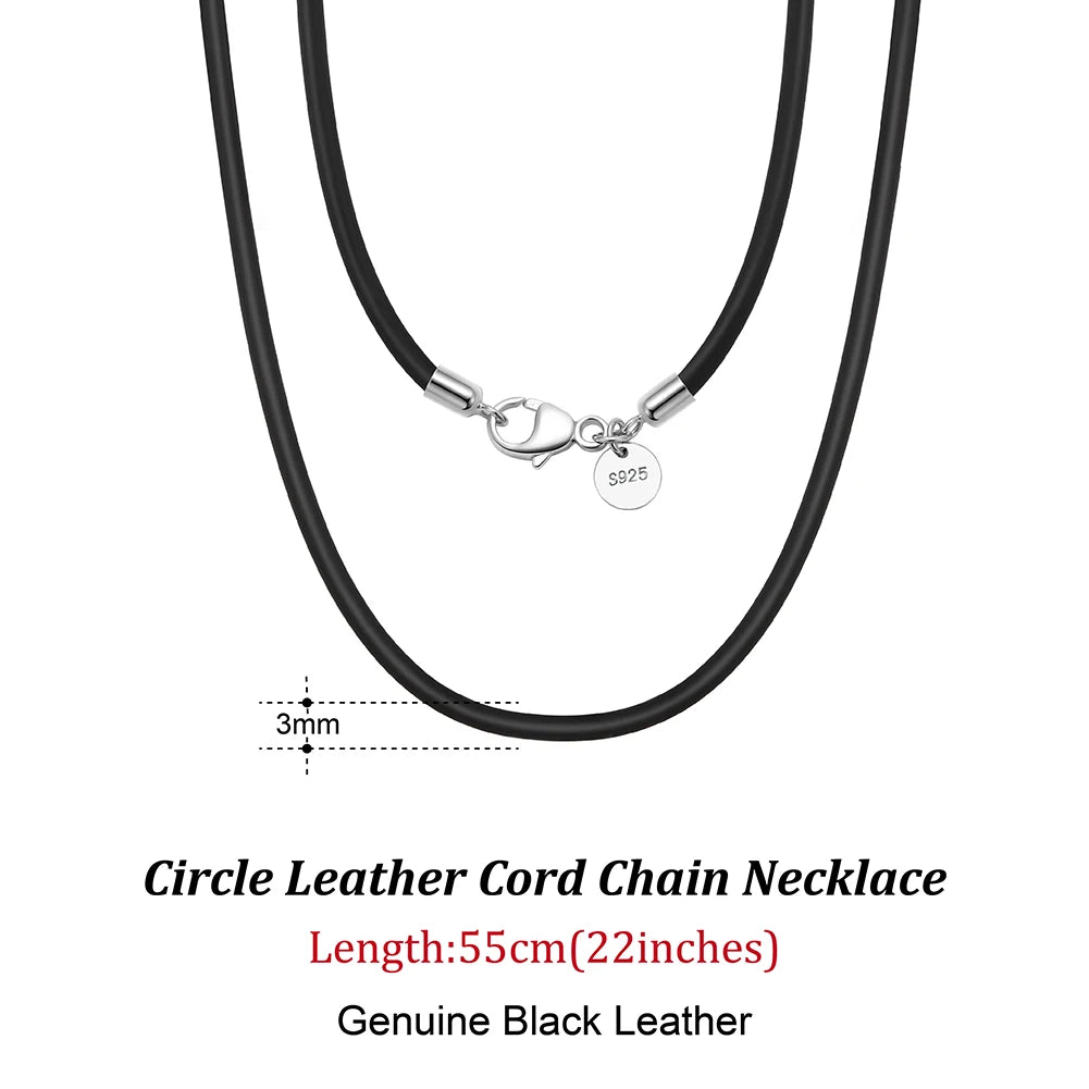 Rinntin 2mm Brown Leather Cord Necklace with 925 Sterling Silver Clasp Trendy Jewelry for Men and Women 3mm-Brown-40cm