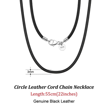 Rinntin 2mm Brown Leather Cord Necklace with 925 Sterling Silver Clasp Trendy Jewelry for Men and Women 3mm-Brown-40cm