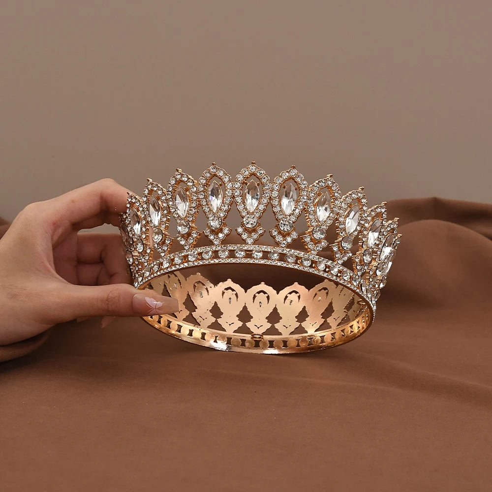Vintage Crystal Baroque Rhinestone Tiara Bridal Wedding Headdress Hairpiece