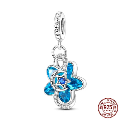 Elegant Sterling Silver Purple Flower Beads for DIY Jewelry and Charm Bracelets