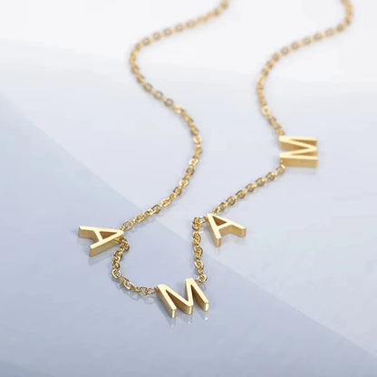 Mama Letters Pendant Necklace for Women Gold Stainless Steel Clavicle Chain Choker Fashion Jewelry Gift for Moms