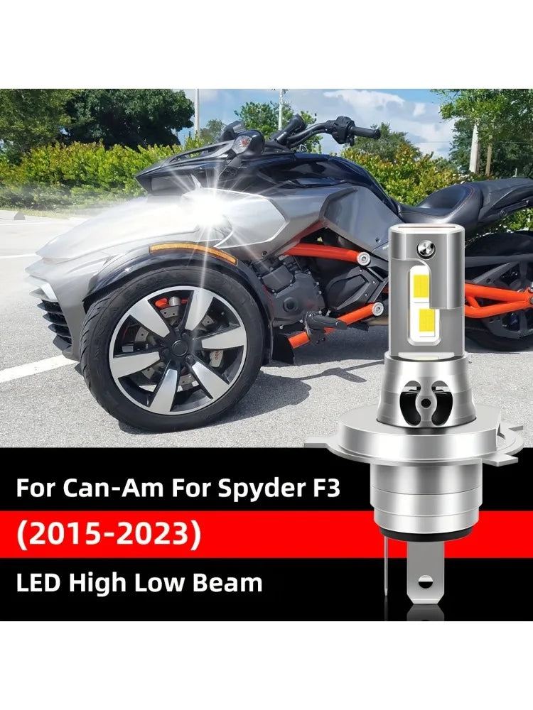 LED Headlight Bulb for Can-Am Spyder F3 2015-2023 60W High Low Beam Super Bright 18000LM 6000K White Light