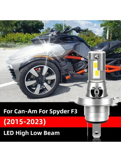 LED Headlight Bulb for Can-Am Spyder F3 2015-2023 60W High Low Beam Super Bright 18000LM 6000K White Light