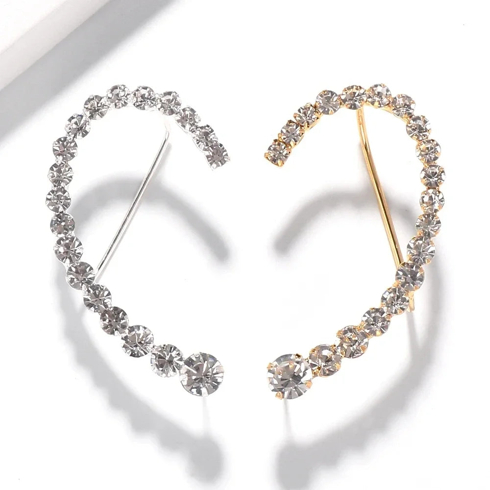 Stonefans Elegant Rhinestone Geometric Arc Earrings for Women
