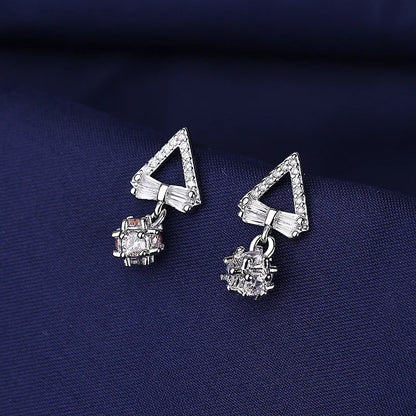 Sterling Silver CZ Crystal Plant Stud Earrings for Women and Teens