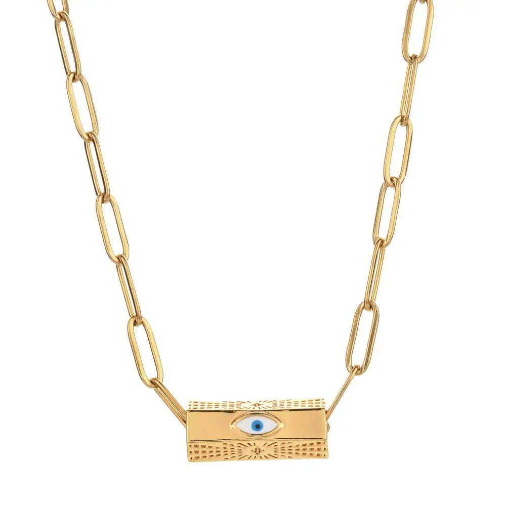 Stainless Steel Chain Lucky Eye Amulet Amour Love Necklace Bohemian Jewelry XN115-6 CHINA