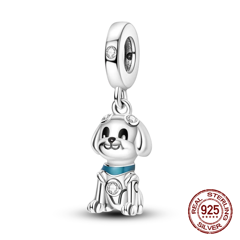 Inlaid Zircon Heart Charm Beads 925 Sterling Silver Dangle for Bracelets SMC4383