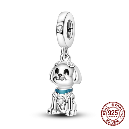 Inlaid Zircon Heart Charm Beads 925 Sterling Silver Dangle for Bracelets SMC4383