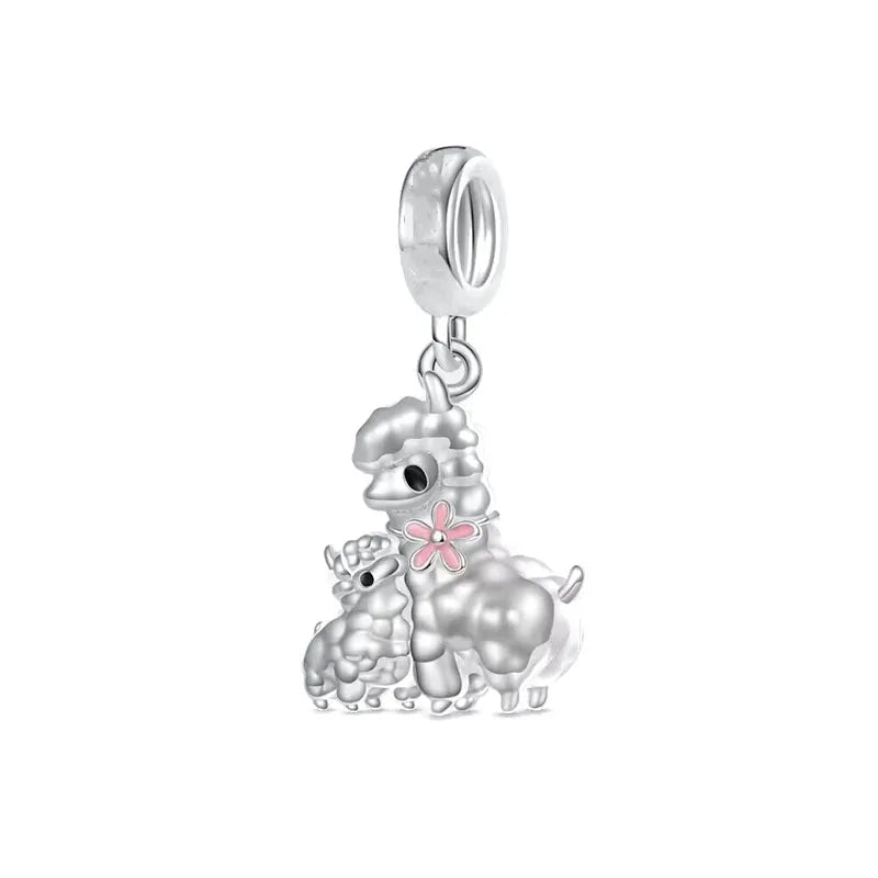 Elegant 925 Silver Cat Bear Ice Cream Pendant Bead for European Bracelet