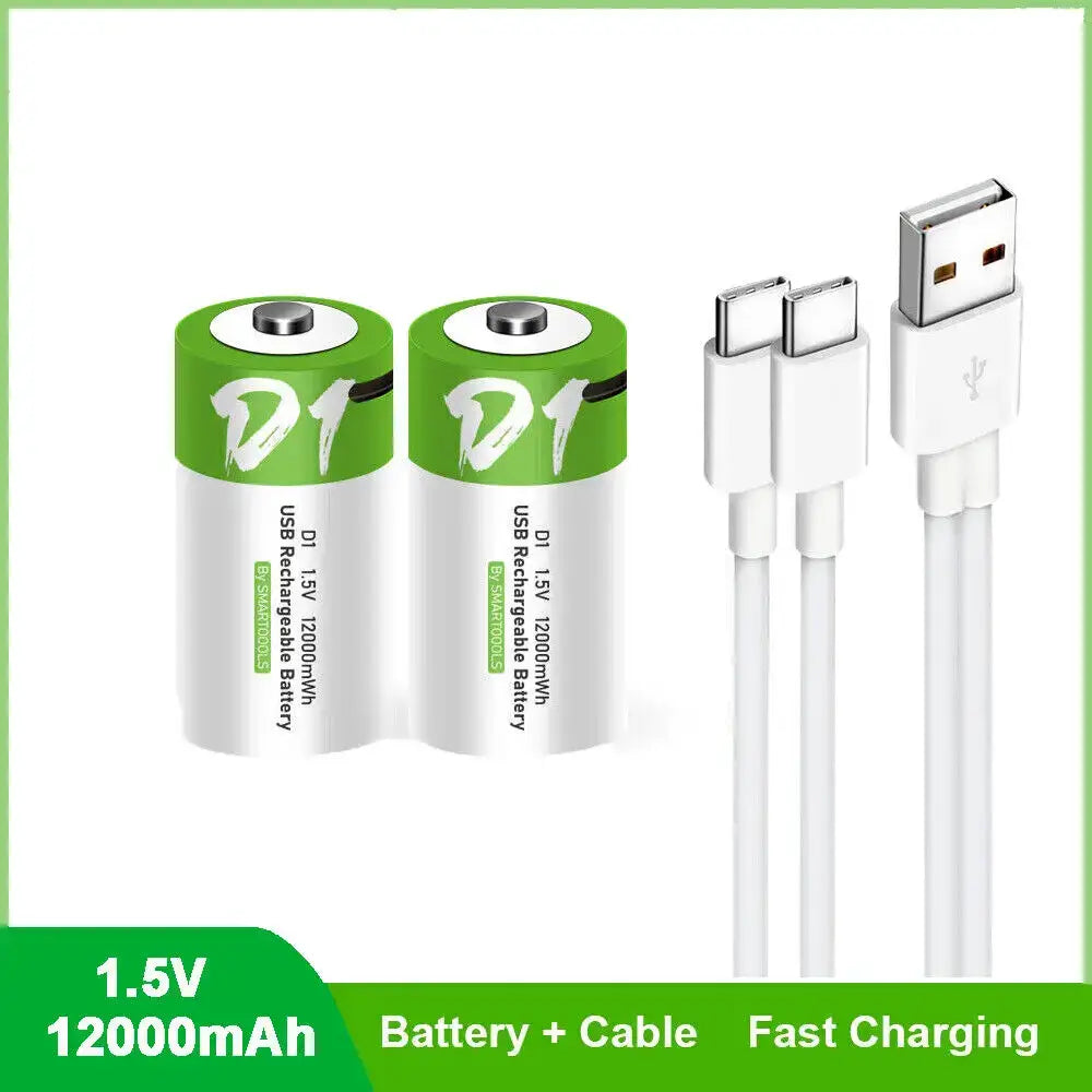 1# USB 1.5V Rechargeable D Size LR20 Li-ion Battery with Type-C Cable