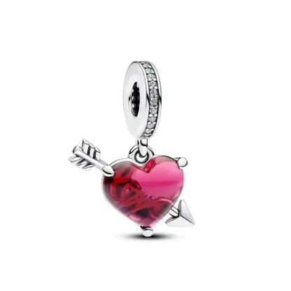 Rose Gold Padlock Heart Key Pendant Necklace for Women 925 Silver with Zircon Beads P1862