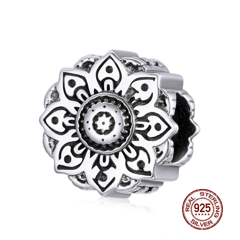 Genuine 925 Sterling Silver Vintage Galaxy Round Charms Top Rated Openwork Beads for Authentic Bracelets CQC1823