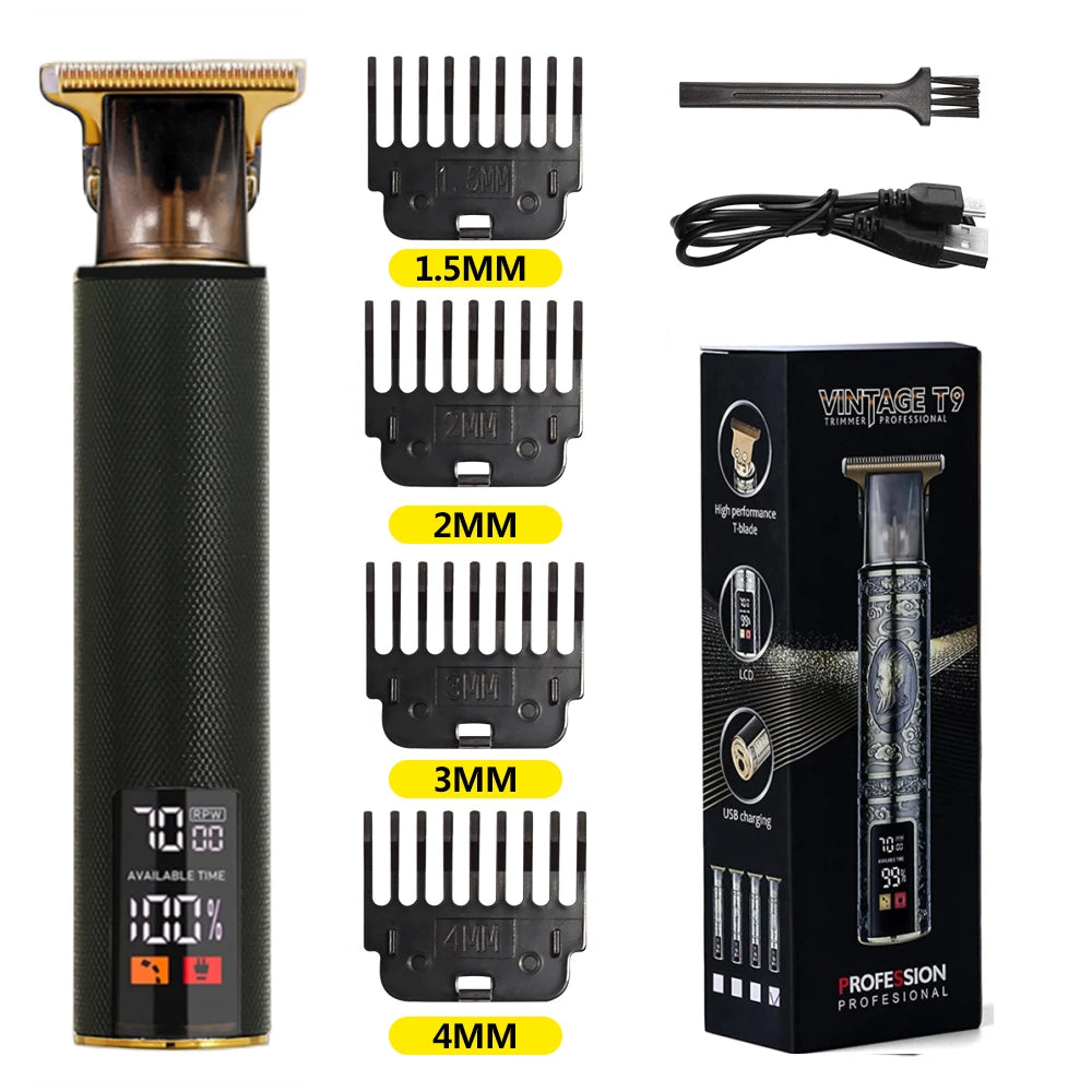 V-Vimika T9 Electric Hair Clipper with LCD Display Stainless Steel Precision Trimmer for Men Fast Charging Wet and Dry Use