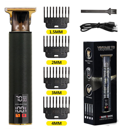 V-Vimika T9 Electric Hair Clipper with LCD Display Stainless Steel Precision Trimmer for Men Fast Charging Wet and Dry Use