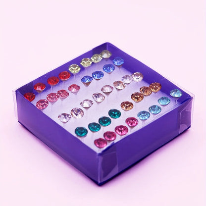 20 Pair Set Women Girls Rhinestone Crystal Stud Earrings Elegant Daily Wear Jewelry Gift