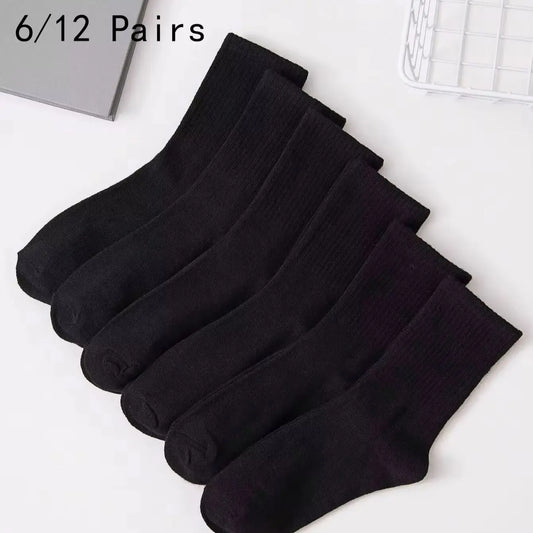 6/12 Pairs Middle Tube Socks For Men And Women Casual