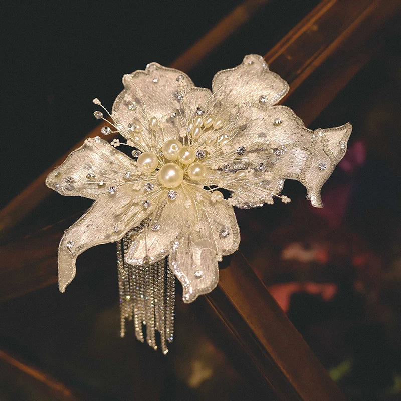 Elegant Bridal Pearl Hairpins for Women - Handmade Wedding Headdress Accessories
