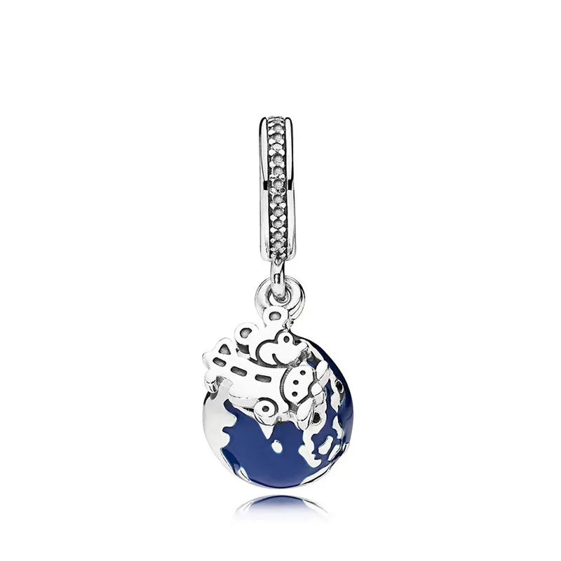 925 Sterling Silver Luggage Box Beads Rabbit Cat Pendant for DIY European Charm Bracelets Exquisite Zircon Jewelry
