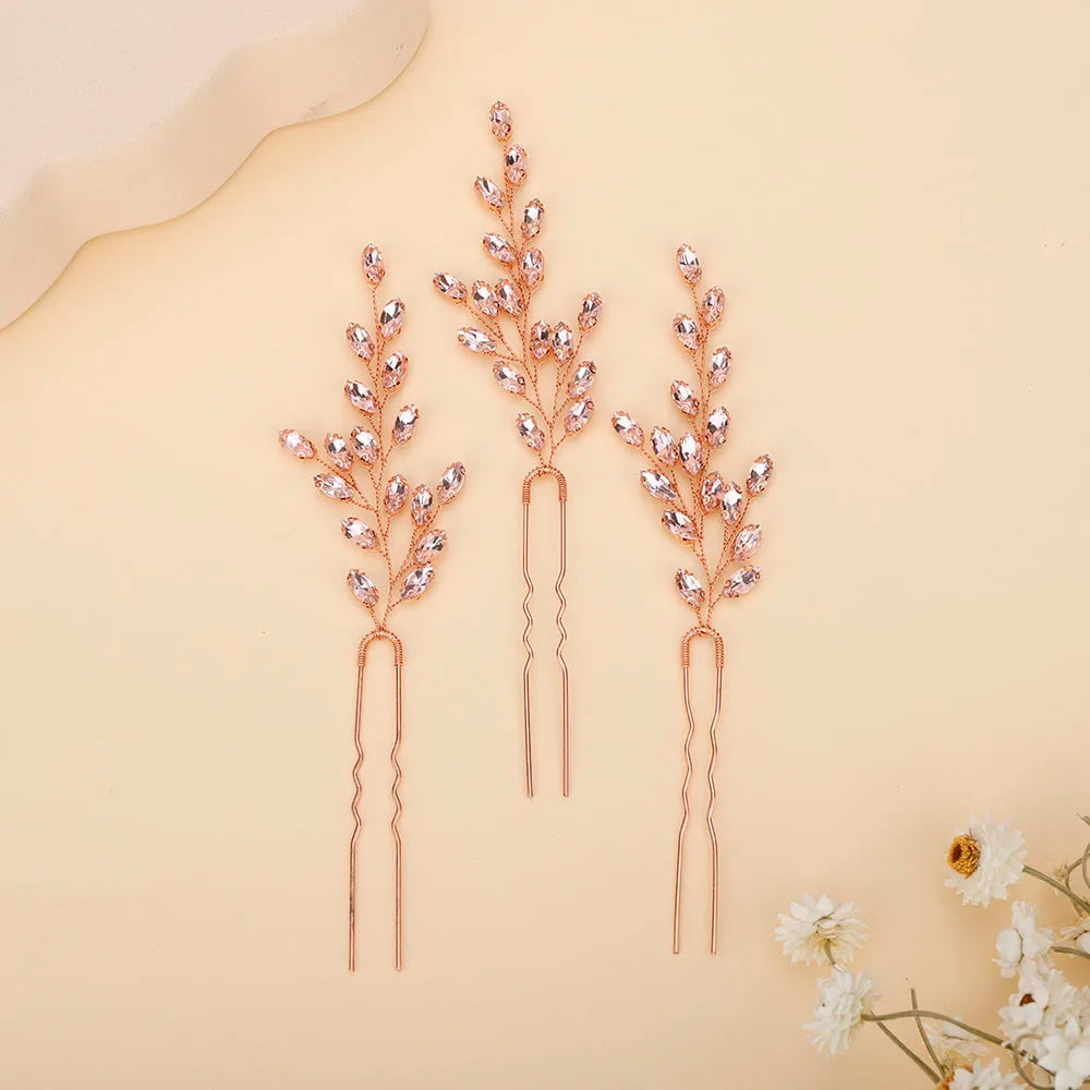 Elegant Rhinestone Bridal Hairpins with 7 Colors Flower Design for Weddings and Parties