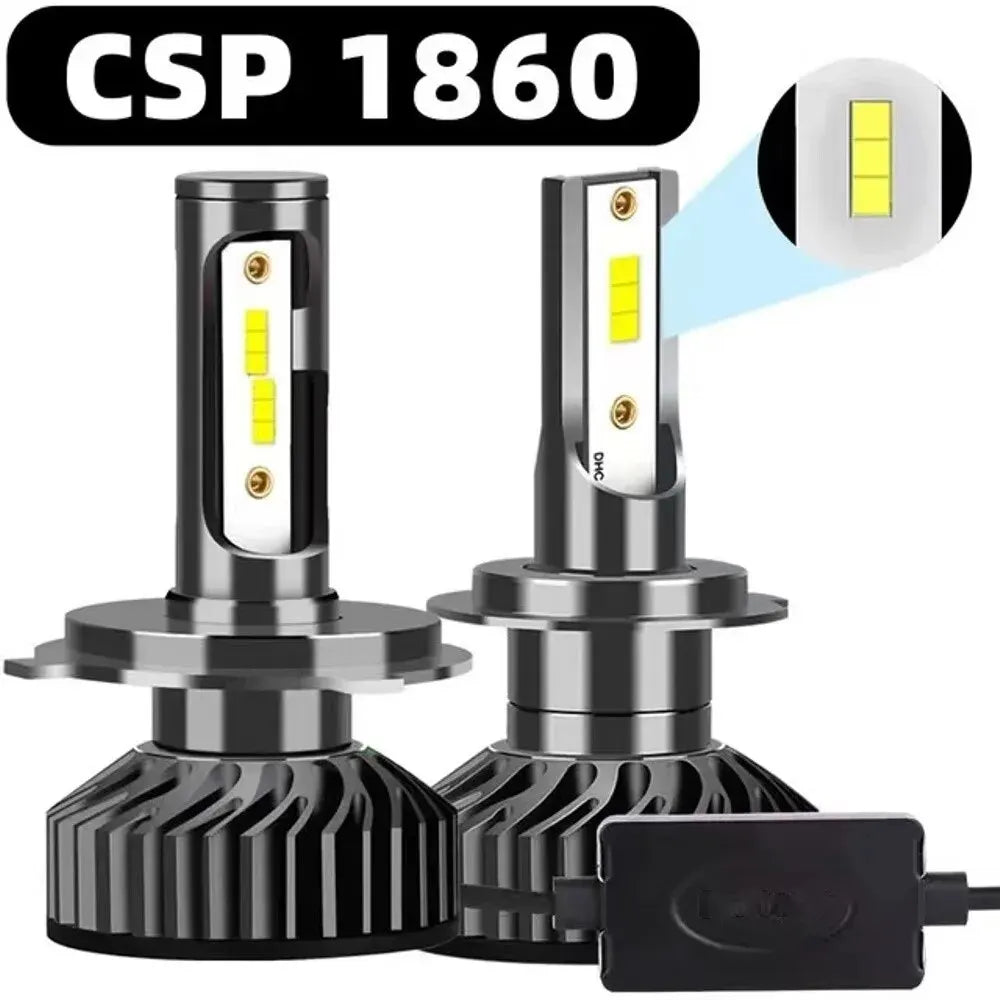 2X High Power H7 H4 LED Car Headlight Bulbs 30000LM CSP COB 6000K Cooling Fan CANBUS Compatible